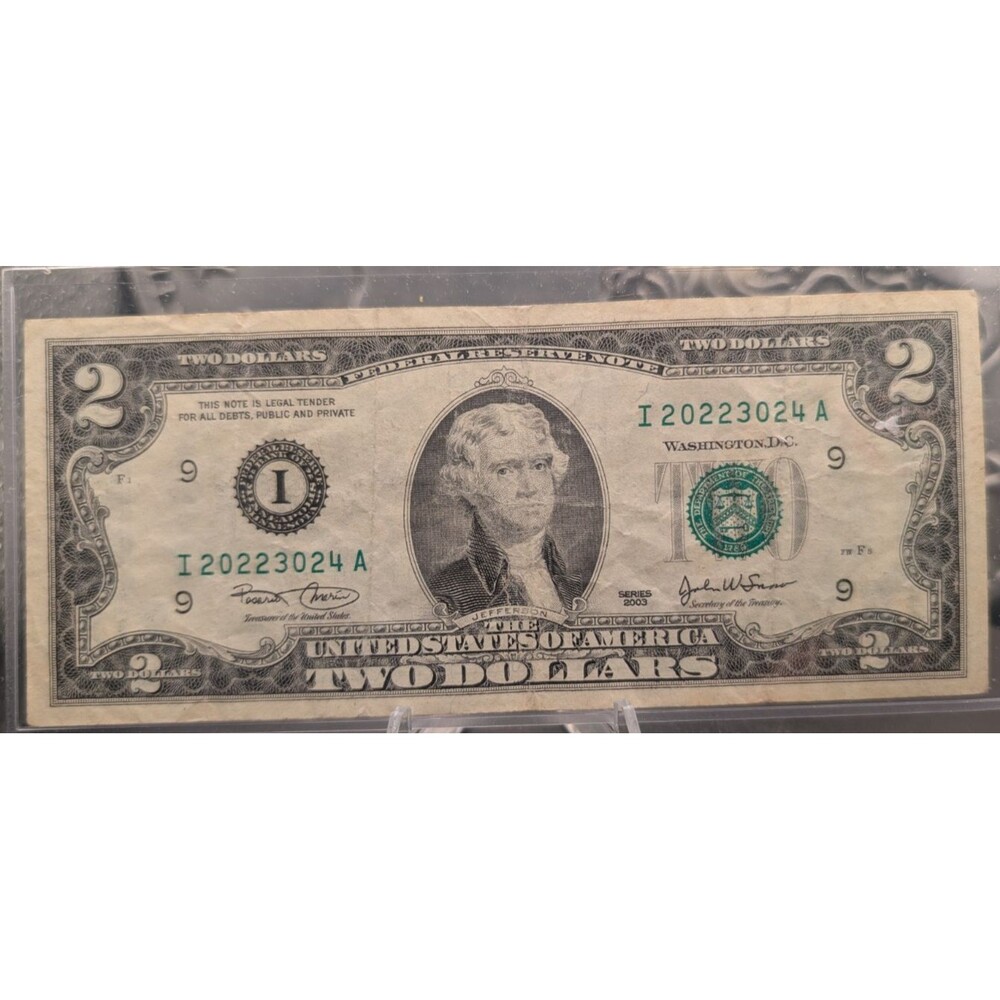 2003 $2 Bill • Four‑of‑a‑Kind Serial • Birthday Note 3/24/2022 • Collectible
